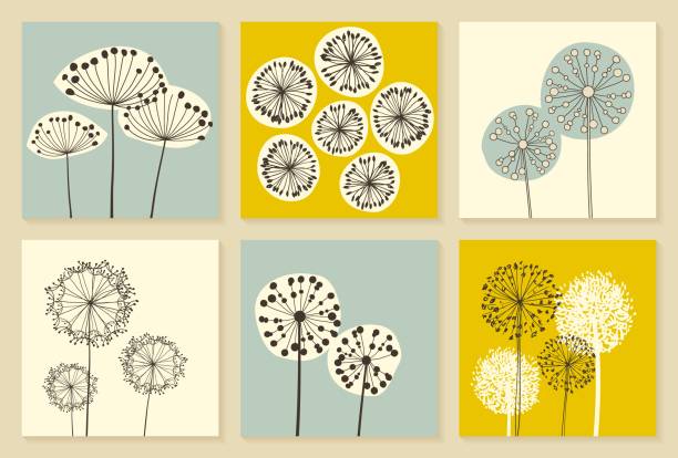 Set of Vintage Dandalions illustrations Set of Vintage Dandalions illustrations. Floral Elements for design, dandelions collection. - Vector dandelion stock illustrations