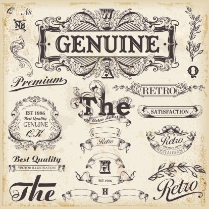 Set of vintage design elements with text placements.