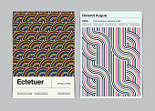 Set of Vintage Flyers Design Template with Circle Lines Pattern. Vector illustration.