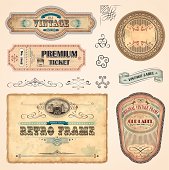 Set of vintage labels with old fashioned elements File organized in layers. EPS 10 with transparency