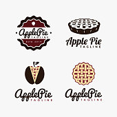 istock Set of Vintage retro emblem seal badge apple pie logo vector template 1359821484