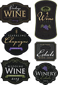 istock Set of vintage wine and champagne labels 483117993