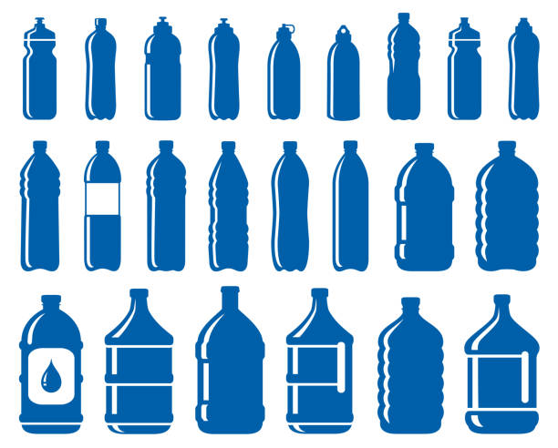 set of water bottle icons set of abstract water bottle icons on white background jug stock illustrations