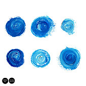 Watercolor blue brush collection, splatter watercolor design