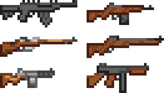 Ilustración de Conjunto De Iconos De Armas Estilo Pixel y más Vectores