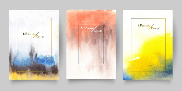 Set of Wedding Invitation cards, multi color  Watercolor Texture Background, invitation template.
