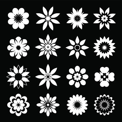 Set Of White Geometric Flowers Stock Illustration - Download Image Now ...
