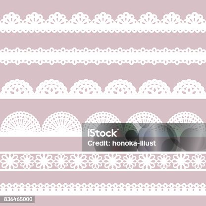 istock Set of white lace borders. 836465000