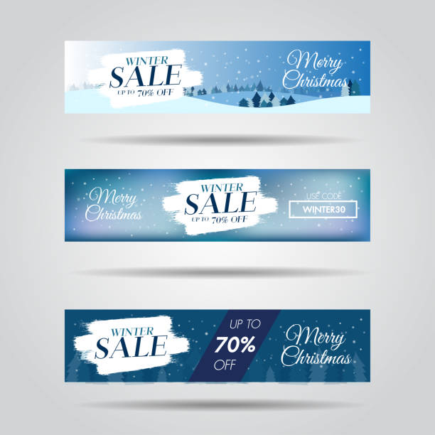 Set of winter design sale banners for advertising with sale text and...