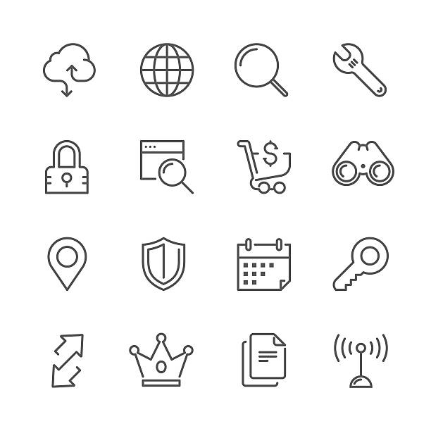 Set ofweb & internet concept | Line icon series Icon Set of internet & web things on white background , Vector line design icon  The latest line design icon , Match the latest trends in design and creativity , It will help all of your graphic design & Mobile device & interface Design  buy single word stock illustrations