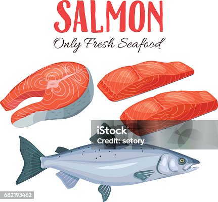 istock Set salmon vector illustration 682193462