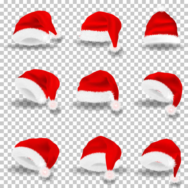 산타 클로스 모자를 설정합니다. - 산타 모자 stock illustrations