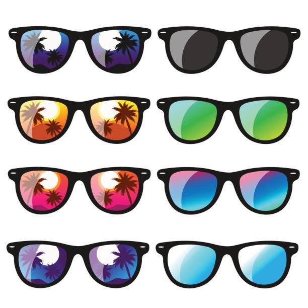 stockillustraties, clipart, cartoons en iconen met zonnebril instellen vectorillustratie - sunglasses
