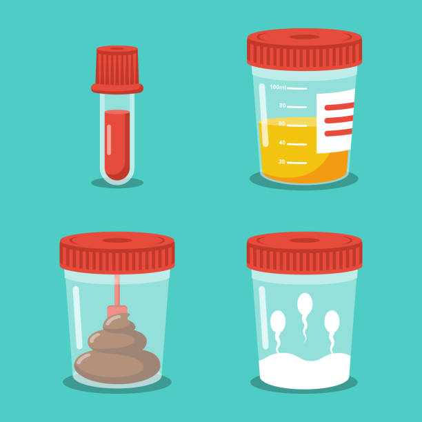 Set test tubes. Blood, urine, sperm and stool vector art illustration