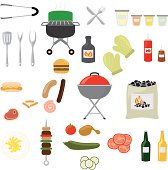 A whole set of BBQ stuff isolated on white. Can you smell the summer? I do!:)