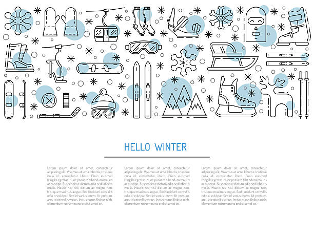 stockillustraties, clipart, cartoons en iconen met set winter icon - wintersport