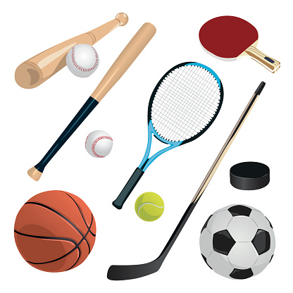 set with sports equipment
