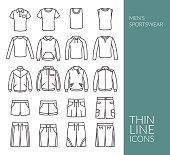 istock Set with thin line icons on Men's Sportswear theme 510073248