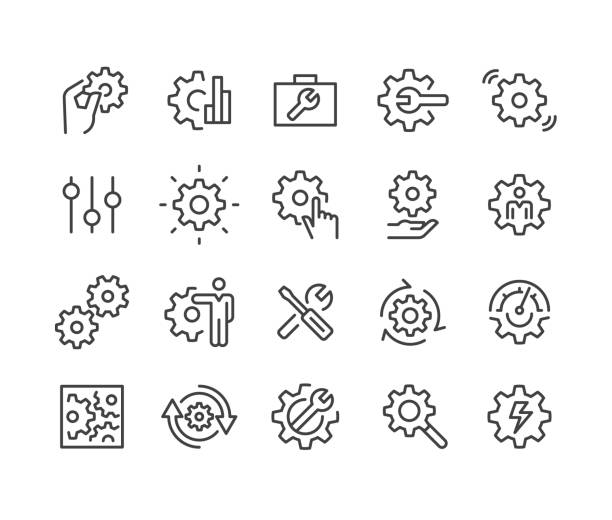 Settings Icons - Classic Line Series Settings, knob stock illustrations