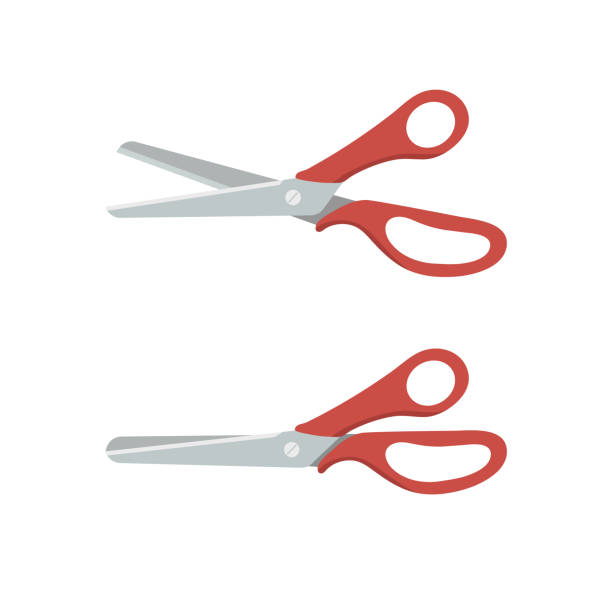 Sewing scissors. Cute hand drawn shears. Sewing tool and tailor shop elements. Vector illustration in flat cartoon style Sewing scissors. Cute hand drawn shears. Sewing tool and tailor shop elements. Vector illustration in flat cartoon style. scissors stock illustrations
