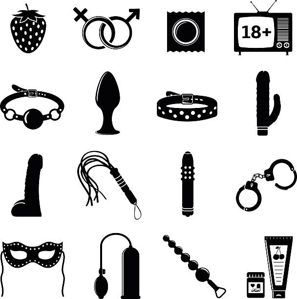 stockillustraties, clipart, cartoons en iconen met sex icons set - vibrator