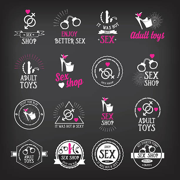 stockillustraties, clipart, cartoons en iconen met sex shop logo and badge design. - vibrator