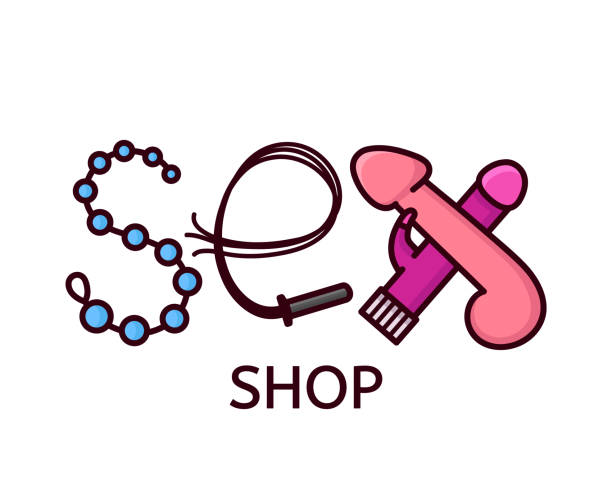 stockillustraties, clipart, cartoons en iconen met seks shop symbool ontwerp. geslacht brieven - vibrator