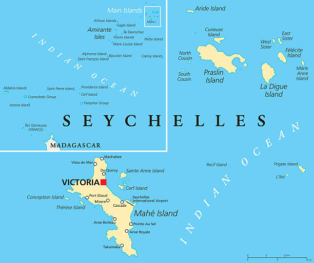 bildbanksillustrationer, clip art samt tecknat material och ikoner med seychelles political map - skärgård