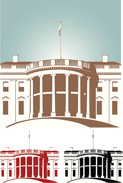 Shaded brown red and black White House White house in Silhouette white house stock illustrations