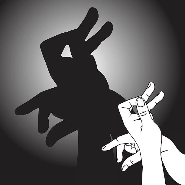stockillustraties, clipart, cartoons en iconen met shadow puppet rabbit - wajang