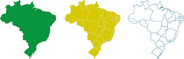ilustrações, clipart, desenhos animados e ícones de formato do brasil - map brazil