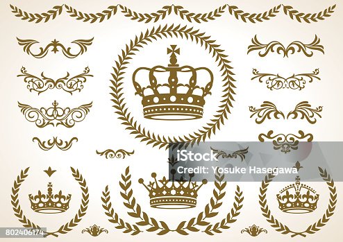 istock 4 shape of Crown laurel icon, vector 802406174