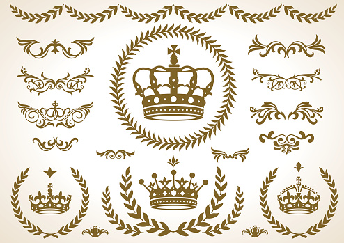 4 shape of Crown laurel icon, vector