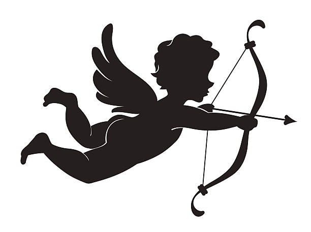 illustrazioni stock, clip art, cartoni animati e icone di tendenza di forma di cupido. ángel per san valentino - cherubini