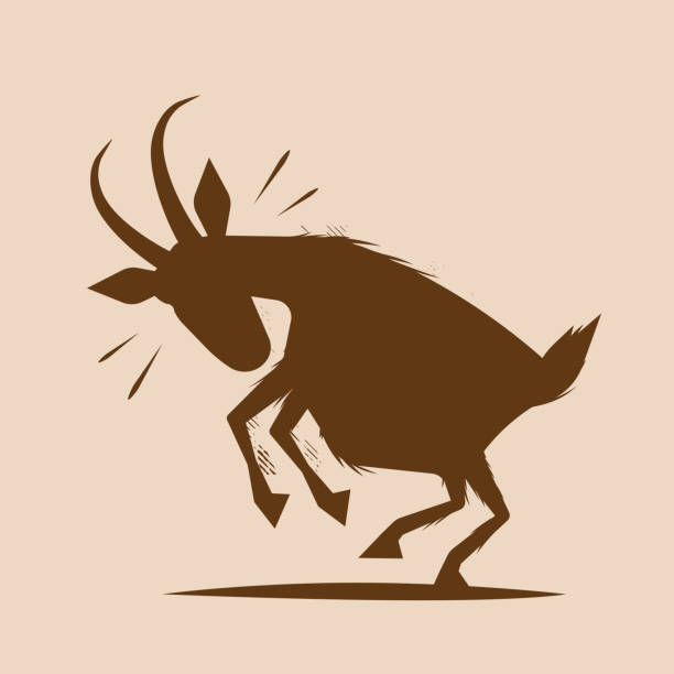 shape vector illustration of an angry goat vector art illustration