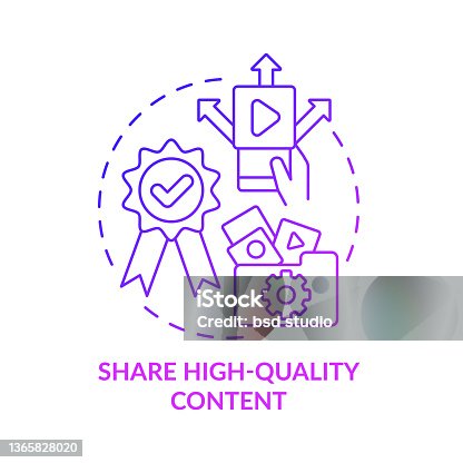 istock Share high-quality purple gradient content concept icon 1365828020