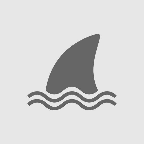 Shark fin vector icon Shark fin vector icon. Shark attack danger symbol. Simple outline pictogram. animal fin stock illustrations