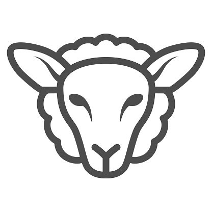 Sheep head line icon, Farm animals concept, lamb sign on white background, silhouette of sheep face icon in outline style for mobile concept and web design. Vector graphics