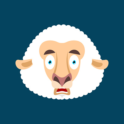 Sheep Scared Omg Face Avatar Ewe Oh My God Emoji Frightened Farm Animal ...