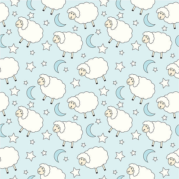 Sheep seamless background  sleeping patterns stock illustrations