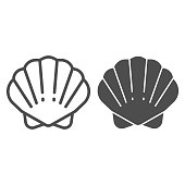 istock Shell line and solid icon, ocean concept, shellfish shell sign on white background, seashell icon in outline style for mobile concept and web design. Vector graphics. 1254859972