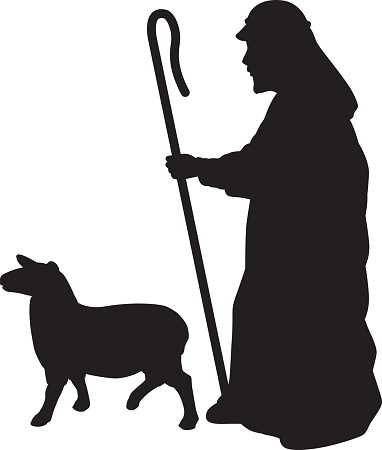 Shepherd With Sheep Silhouette