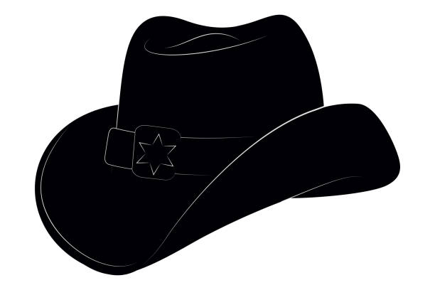 Sheriff Hat Icon. Vector Isolated Object. Side View. Symbol of Wild West Sheriff Hat Icon. Vector Isolated Object. Side View. Symbol of Wild West cowboy hat template stock illustrations