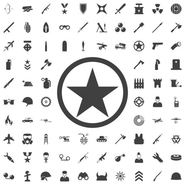 Sheriff star icon Sheriff star icon. Set of weapon icons military symbols stock illustrations