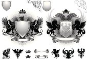 Two gradient silver heraldry design elements.ZIP contain AI12cs2,EPS8,large JPEG and PDF files.