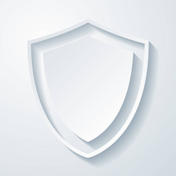 Shield. Icon with paper cut effect on blank background Icon of "Shield" with a realistic paper cut effect isolated on white background. Trendy paper cutout effect. Vector Illustration (EPS10, well layered and grouped). Easy to edit, manipulate, resize or colorize. Vector and Jpeg file of different sizes. shielding stock illustrations
