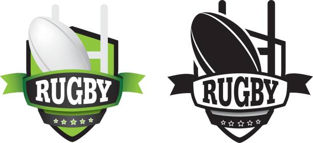 illustrations, cliparts, dessins animés et icônes de icône de bouclier rugby - ballon de rugby
