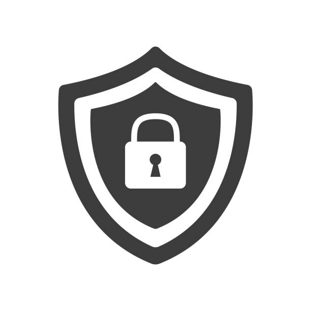 Shield security with lock symbol. Shield security with lock symbol. Vector illustration shield icon stock illustrations