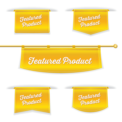 Shiny 3D Folded Ribbon Bookmark With "Featured Product" Text