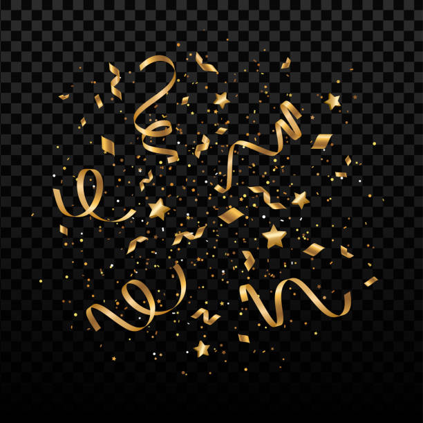 Shiny gold confetti stars vector art illustration